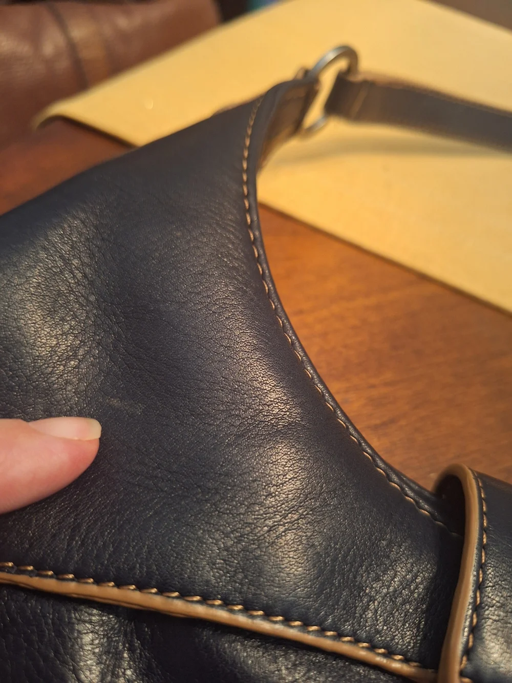 Y2K NICE!! Black Leather Hobo Bag Half Moon Shoulder Purse